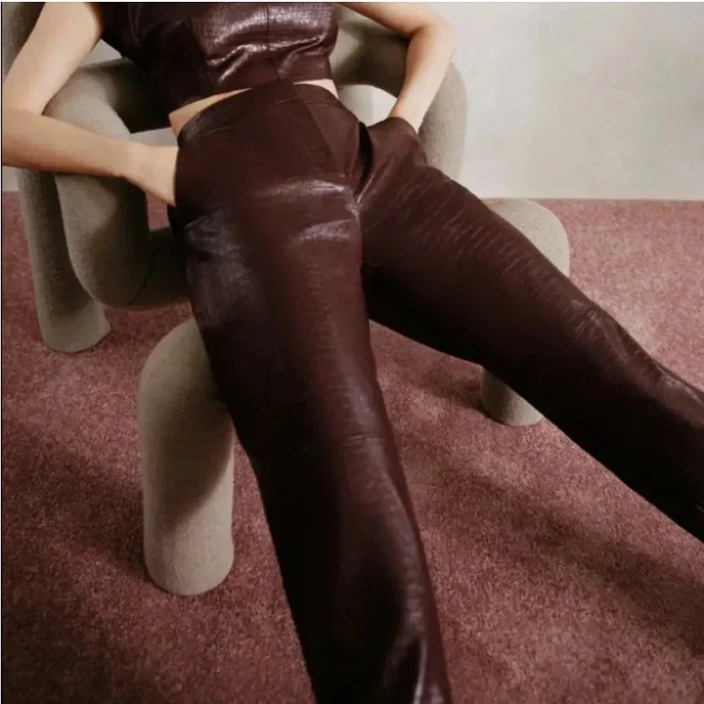 Zara Brown Leather Pants